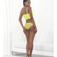 Neon Lace Corset Top w/Ring Accent & Panty Neon Lime SM