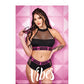 Vibes Pussy Power Micro-Net Halter Top & Booty Short Black M/L